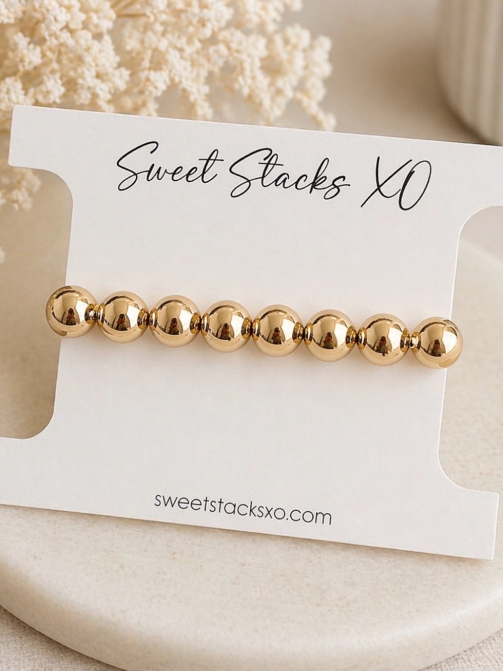 Chunky Beaded 10mm Gold Bracelet